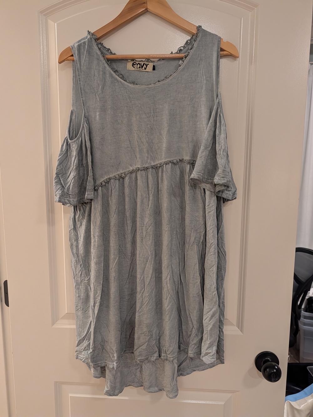 envy Powder Blue Cold-Shoulder High-Low Dress